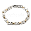 Ion Plating(IP) Two Tone 304 Stainless Steel Oval Link Chain Bracelet BJEW-B078-03GP-1