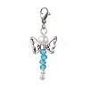 Glass & Round Shell Pearl Bead Angel Pendant Decorations HJEW-JM01813-4