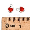 Heart Brass Glass Charms KK-S385-01S-04-3