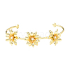 Alloy Flower Open Cuff Bangle for Women BJEW-D054-01G-2