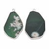 Natural Cherry Blossom Agate Pendants G-N326-125-01S-2