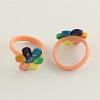 Handmade Polymer Clay Flower Finger Rings for Children RJEW-Q153-02-1