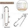 ARRICRAFT 36pcs 6 Colors Iron Safety Pins IFIN-AR0001-07-6