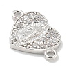 Rack Plating Brass Micro Pave Clear Cubic Zirconia Religion Heart Virgin Mary Connector Charms KK-L224-099P-05-2