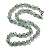 Faceted Round Natural Green Aventurine Beaded Necklaces NJEW-F327-01A-02-1