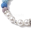 8mm Round 7-Color Natural Lava Rock & Shell Pearl Beaded Stretch Bracelets for Women Men BJEW-JB10330-01-3