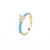 Brass Enamel Cuff Rings RJEW-T016-27F-NF-3