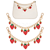 2Pcs Alloy Enamel Red Strawberry Charm Aluminum Bag Decorative Chains HJEW-UN00101-1