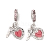 Rack Plating Alloy Light Rose Rhinestone European Dangle Charms FIND-C055-27P-04-1