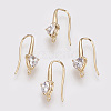 Brass Cubic Zirconia Earring Hooks X-KK-R037-191G-1