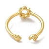 Flower Rack Plating Brass Open Cuff Finger Rings for Women RJEW-L123-101G-3