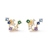 Colorful Cubic Zirconia Triones Stud Earrings EJEW-G315-06G-1