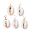 Natural Cowrie Shell Pendants PALLOY-JF02662-03-1