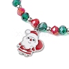 Christmas Tree & Santa Claus & Christmas Wreath Alloy Enamel Charm Bracelets BJEW-TA00507-3