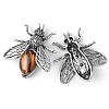 Natural Tiger Eye Bees Brooches PW-WGE0A74-05-1