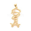 Rack Plating Brass Micro Pave Cubic Zirconia Pendants ZIRC-C035-17G-2