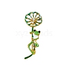 Frog with Lotus Leaf Alloy Enamel Pins with Crystal Rhinestone PW-WGDB96E-01-1