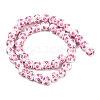 Handmade Flower Printed Porcelain Ceramic Beads Strands PORC-M005-8mm-03-2