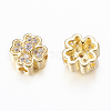 Rack Plating Brass Micro Pave Cubic Zirconia Beads ZIRC-A006-04G-02-2