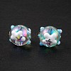 UV Plating Rainbow Iridescent Acrylic Enamel Beads X-OACR-I003-10-2