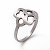 Non-Tarnish 201 Stainless Steel Hollow Flower Finger Ring for Women RJEW-J051-13P-1