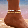 Fashionable and Elegant Brass & Glass Tassel Two Layer Multi-strand Anklets for Women UG8758-1