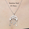 Non-Tarnish 201 Stainless Steel Hollow Double Horn with Heart Pendant Necklace NJEW-OY001-58-3