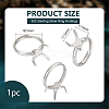 BENECREAT 1Pc Adjustable Rhodium Plated 925 Sterling Silver Ring Findings STER-BC0002-38P-2