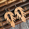 Bohemian Wood & Zinc Alloy Dangle Earrings WG7F193-01-4