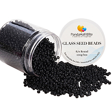 1 Box 8/0 Glass Seed Beads Round  Black for Jewelry Making 3mm SEED-PH0005-10