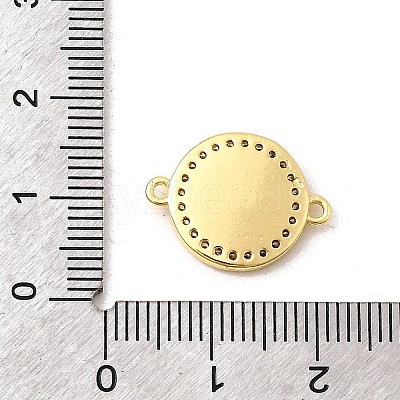 Brass Micro Pave Clear Cubic Zirconia Flat Round with Virgin Mary Connector Charms KK-C113-08G-1