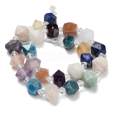 Natural Rose Quartz & Amethyst & Lapis Lazuli & Amazonite & Apatite & Sunstone & Moonstone Beads Strands G-L642-D03-01-1