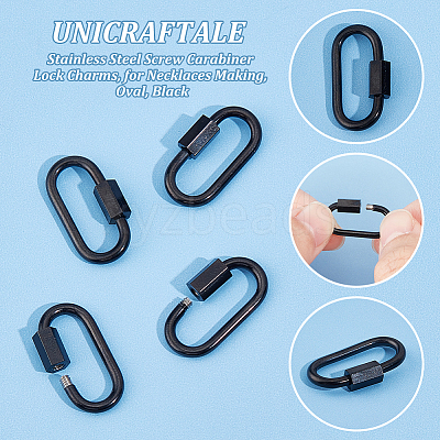 304 Stainless Steel Screw Carabiner Lock Charms STAS-UN0050-89EB-1