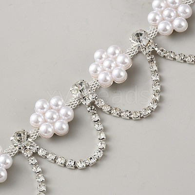 1 Yard Flower Alloy Rhinestone Link Chains LCHA-GF0001-01A-1