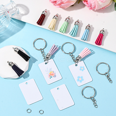 DIY Blank Double-sided Heat Transfer Aluminium Pendant Keychain Making Kits DIY-SP0005-26G-1