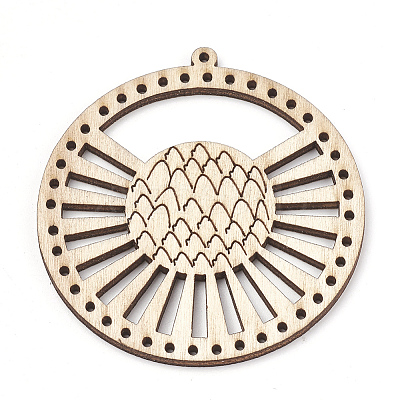 Undyed Wood Chandelier Component Links X-WOOD-T008-44-1