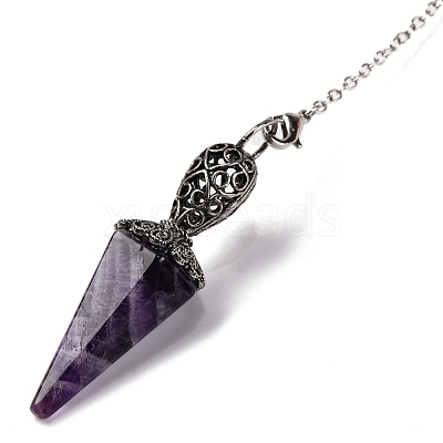 Natural Amethyst Pointed Hexagonal Cone Dowsing Pendulums G-Q184-03E-AS-1