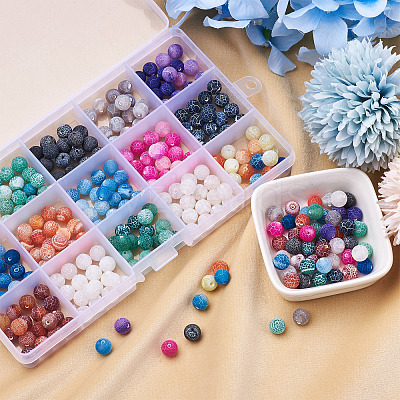 300Pcs 15 Colors Natural Crackle Agate Beads G-TA0001-26-1