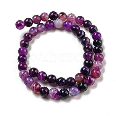 Natural Striped Agate/Banded Agate Strands G-Q842-8mm-M-1