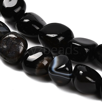 Natural Black Agate(Dyed & Heated) Beads Strands G-P568-C16-01-1