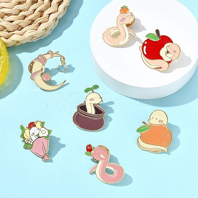 14Pcs 7 Styles Snake Enamel Pins JEWB-CJ0001-55-1