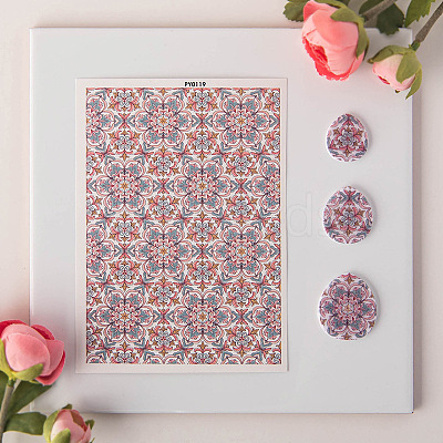 Flower Pattern Ceramics Clay Water Transfer Paper PW-WG52862-02-1