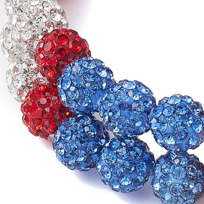 8mm Round Polymer Clay Rhinestone Wrap Bracelets BJEW-JB10480-1
