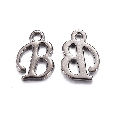 Gunmetal Plated Alloy Letter Pendants PALLOY-J718-01B-B-1