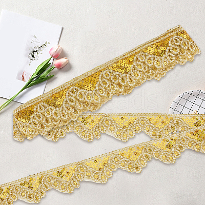10 Yards Sparkle Polyamide Wavy Flower Lace Trim OCOR-WH20022-023A-1