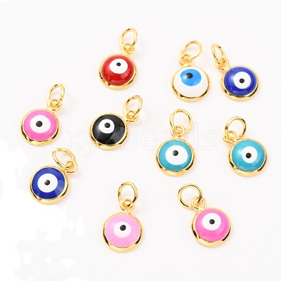 Brass Enamel Charms ZIRC-J025-71G-A-1