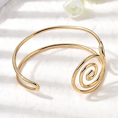 304 Stainless Steel Cuff Bangles for Women BJEW-Z150-02G-02-1