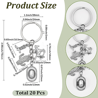 20Pcs West Cowboy Alloy Keychain KEYC-SC00021-1