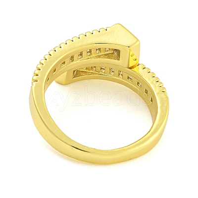 Brass Micro Pave Clear Cubic Zirconia Adjustable Finger Rings for Women RJEW-B069-12G-1