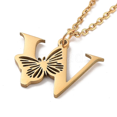 PVD Vacuum Plating 201 Stainless Steel Necklaces NJEW-R267-01W-G-1